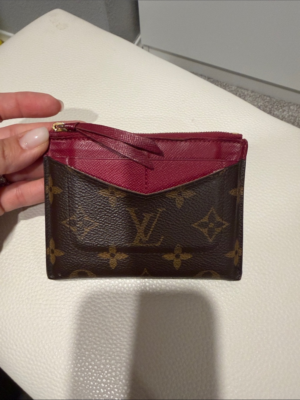Louis Vuitton Monogram Card Holder with Burgundy Interior
